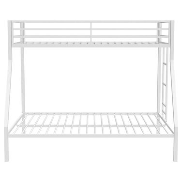 Alevera Metal Twin Over Full Bunk Bed with Ladder In White