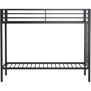 Alevera Metal Twin Over Twin Bunk Bed with Ladder In Black