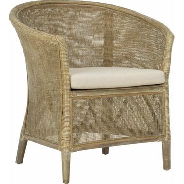 Alexana Gray White Wash Rattan Armchair