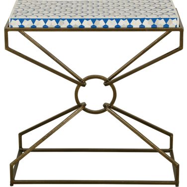 Alexandria 24 Inch Side Table with Bone Inlay and Brass In Natural