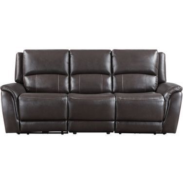 Alexandria Power Leather Reclining Sofa In Gray