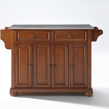 Alexandria Stainless Steel Top Full Size Kitchen Island/Cart In Cherry