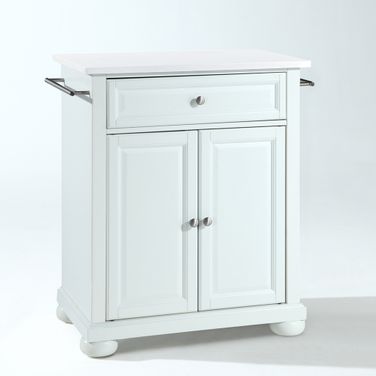 Alexandria Stone Top Portable Kitchen Island/Cart In White