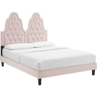 Alexandria Tufted Performance Velvet Twin Platform Bed In Pink