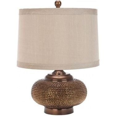 Alexis Copper Beaded 19 Inch Table Lamp with Taupe Shade