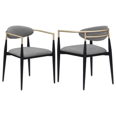 Alexis Fabric Upholstered Dining Arm Chair Set of 2 In Grey