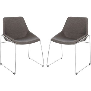 Alexis Matte Ash Gray Mid Century Dining Chair Set of 2