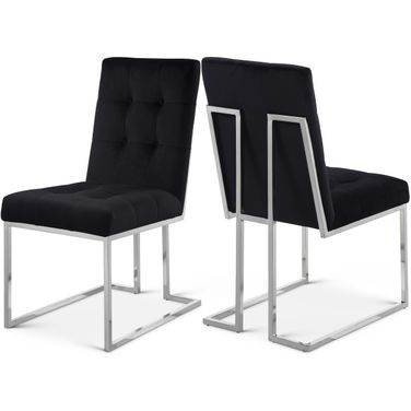 Alexis Velvet Dining Chair Set of 2 In Black