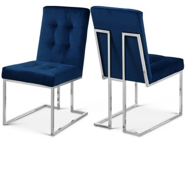 Alexis Velvet Dining Chair Set of 2 In Navy