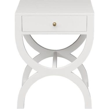 Alexis White Lacquer 1 Drawer Side Table