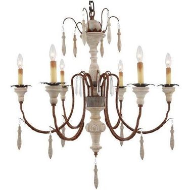 Alexis Wood And Iron Pendant In Brown And White