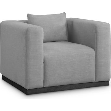 Alfie Linen Textured Fabic Chair In Grey