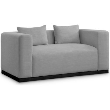 Alfie Linen Textured Fabric Loveseat In Grey