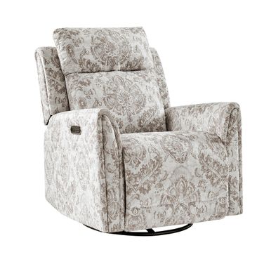 Alfons Swivel And Rocker Power Recliner With Headrest In Beige