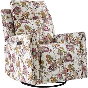 Alfons Swivel And Rocker Power Recliner With Headrest In Flower