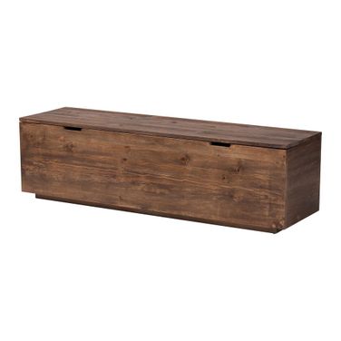 Alfonso Wood Storage Trunk with Hinged Lid In Brown