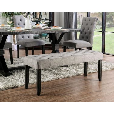 Alfred Bench In Antique Black and Light Gray