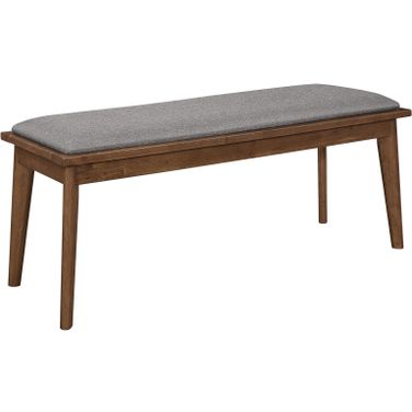Alfredo Upholstered Dining Bench Grey and Natural Walnut