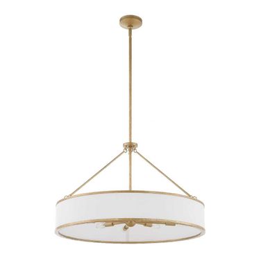 Algiers 8 Light Drum Pendant In Gold and White