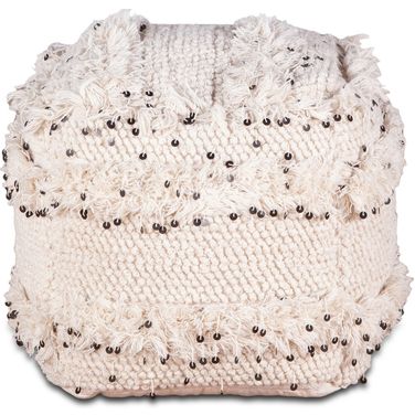 Algiers Square Ottoman In Sequined Cream Fabric