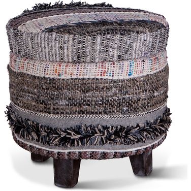 Algiers Storage Stool In Moroccan Fluffy Black Fabric