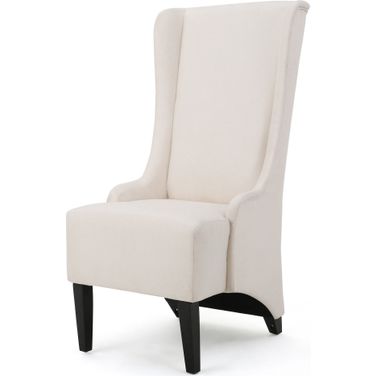 Alight Upholstered Dining Chair with High Back and Birch Wood Legs In Beige