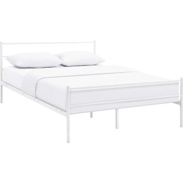 Alina White Full Platform Bed Frame