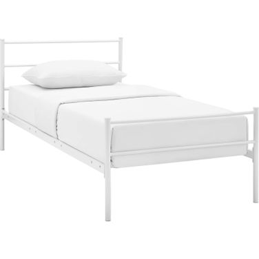 Alina White Twin Platform Bed Frame