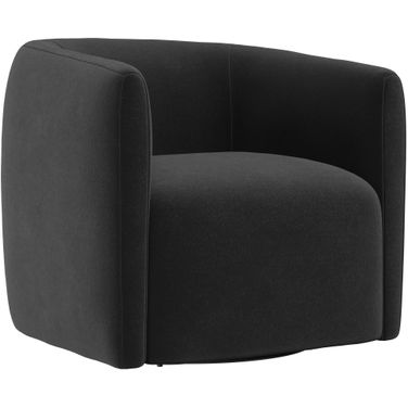 Aline Velvet Fabric Swivel Chair In Grey