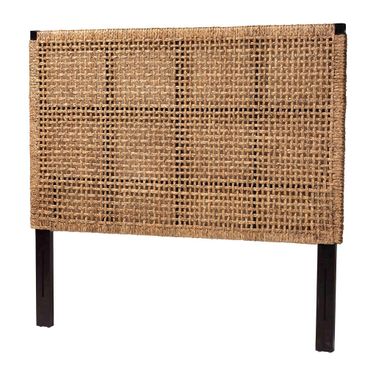 Alise Seagrass and Wood King Headboard In Natural Brown and Dark Brown