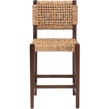 Alise Seagrass Counter Stool In Natural Brown and Earthy Brown
