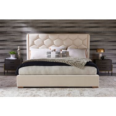 Alisha Platform Bedroom Set In Meg Taupe