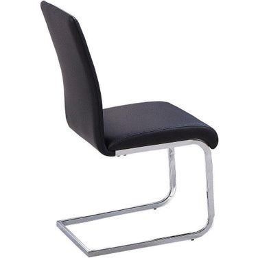 Alison Faux Leather Chrome Dining Side Chair Set of 2 In Black