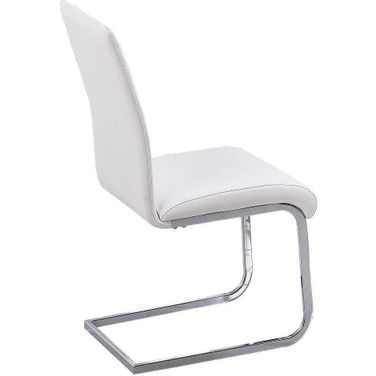 Alison Faux Leather Chrome Dining Side Chair Set of 2 In White