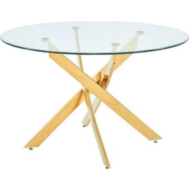 Alison Modern Round Glass Dining Table In Gold