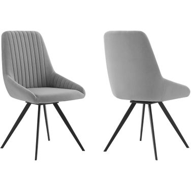 Alison Swivel Gray Velvet and Metal Dining Room Chair Set of 2