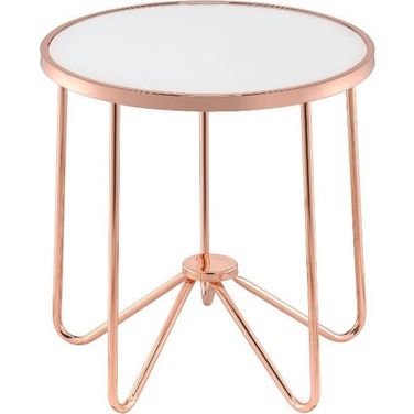 Alivia Rose Gold and Frosted Glass End Table
