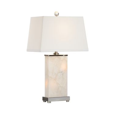 Allen Alabaster Table Lamp In White and Cream