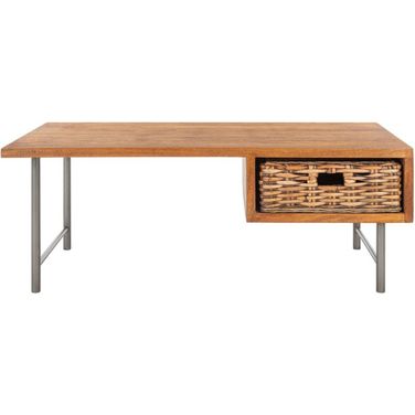 Allester 1 Rattan Drawer Coffee Table in Brown and Black