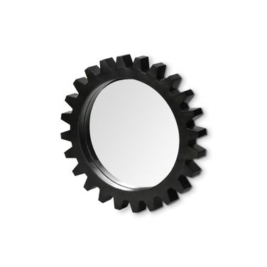Alloy Cog 26 Inch Metal Round Frame Mirror In Black