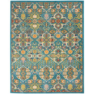 Allur 7'10" x 9'10" Indoor Rug In Ivory and Turquoise