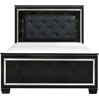 Allura Black Cal. King Upholstered Panel Bed