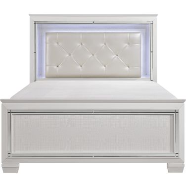 Allura White Full Panel Bed w/Led Lighting