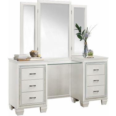 Allura White Vanity Dresser w/Mirror