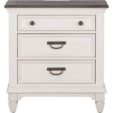 Allyson Park Wire Brushed White Nightstand