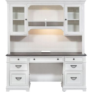 Allyson Park Wirebrushed White Credenza with Hutch