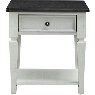 Allyson Park Wirebrushed White Drawer End Table
