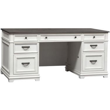 Allyson Park Wirebrushed White Executive Desk