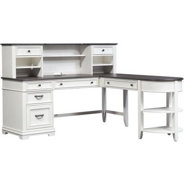 Allyson Park Wirebrushed White L Shaped Desk