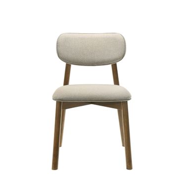 Alnwick Side Chair Set of 2 In Walnut and Beige